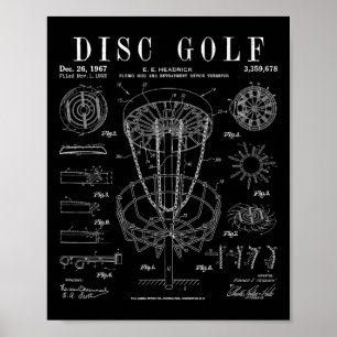 Poster Desenho de Patente Vintage Disc Golf Frolf Frisbee