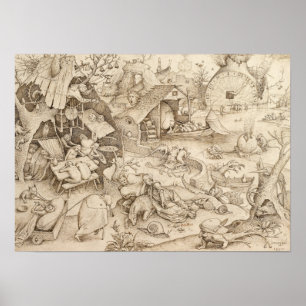 Pôster Desenho de Pieter Bruegel da preguiça