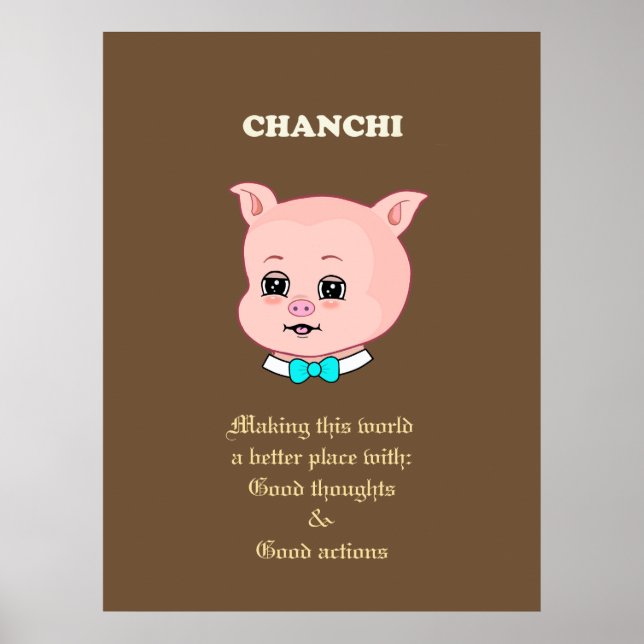 Poster Desenho de porco fofo (Frente)