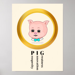 Poster Desenho de porco fofo