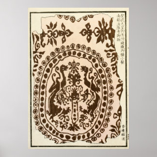 Poster Desenho de Tapeçaria de Brocado Chinês de 1880
