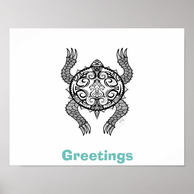 Poster Desenho de Tartaruga (Frente)