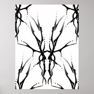 Poster Desenho de Tatuagem Tribal de Caveira de Veado Esp