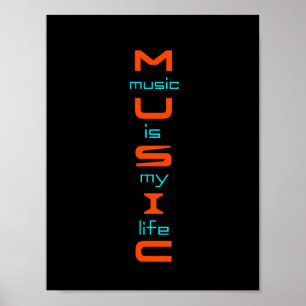 Poster Desenho de texto sobre música