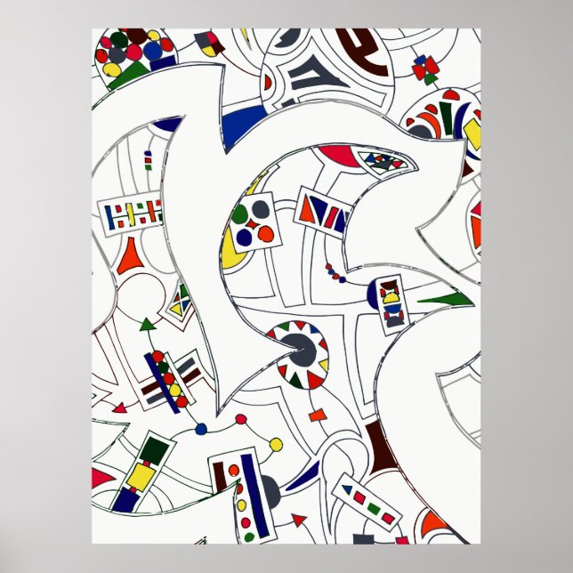 Pôster Desenho de tinta Abstrato grande (Frente)