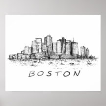 Desenho de Tinta da Cidade de Boston
