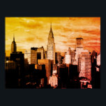 Poster Desenho de tinta Nova Iorque de pop Art<br><div class="desc">Imagem de Estilo Antigo do Nova Iorque Midtown - Trabalhos de arte Vintage de Nova Iorque</div>