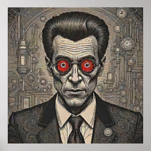 Poster Desenho de Tinta Retroativa do Steampunk do Assass