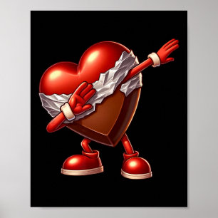 Poster Desenho de toque de coração de chocolate do Dia do
