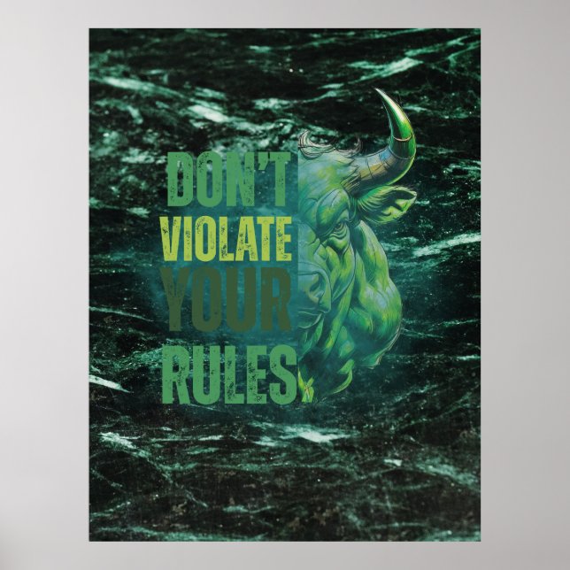 Poster Desenho de touro | Lembrete | Motivação (Frente)