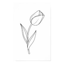 Desenho de Tulipa Minimalista em Linha