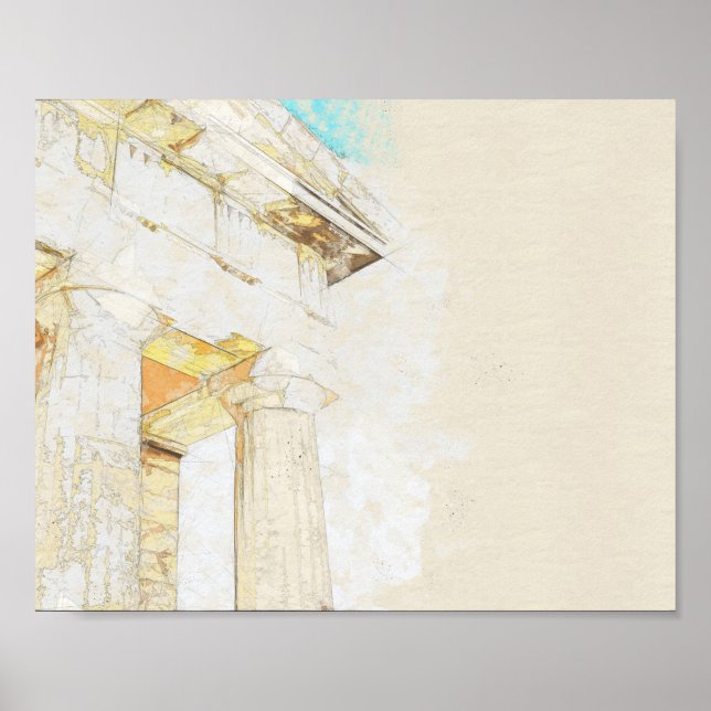 Poster desenho de uma parte portica do templo antigo (Frente)