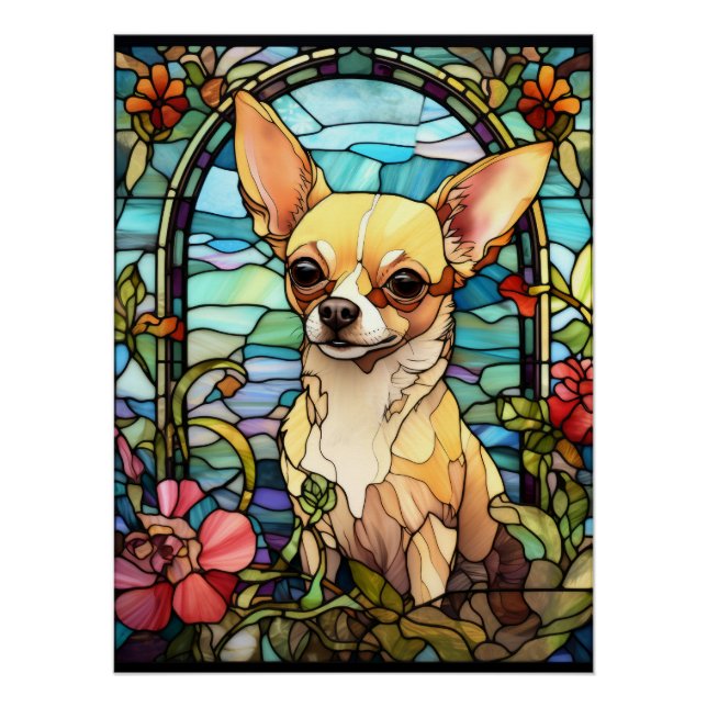 Pôster Desenho de vitral de Chihuahua (Frente)