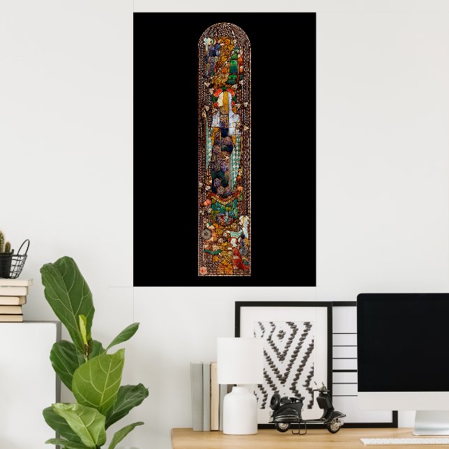 Poster Desenho de Vitral de St. Gobnait (Escritório em casa)