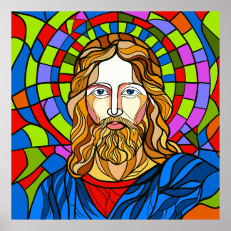 Poster desenho de vitral sagrado procreate desenho à mão