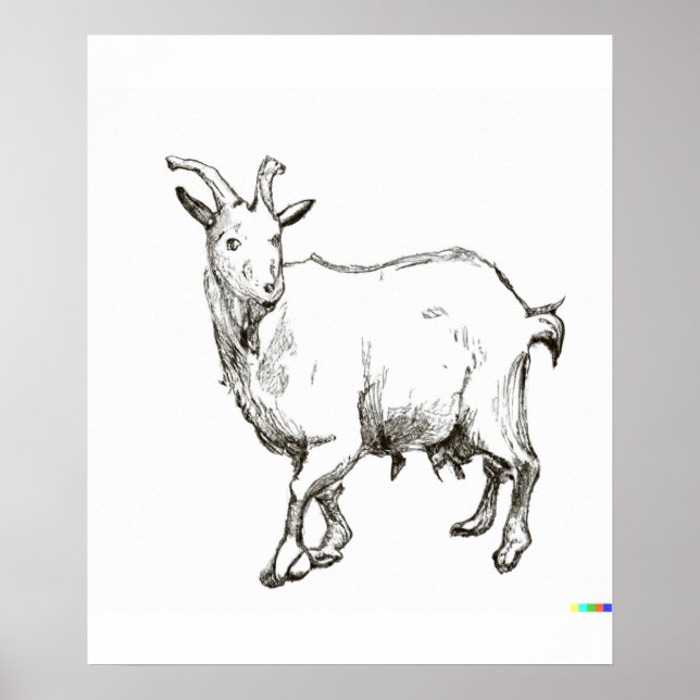 Poster desenho desenhado à mão de ovelhas na arte Estilo  (Frente)