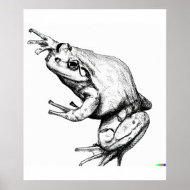 Poster Desenho desenhado à mão do sapo na arte ukiyo-e