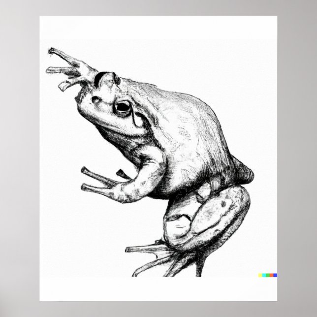 Poster Desenho desenhado à mão do sapo na arte ukiyo-e (Frente)