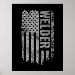 Poster Desenho desgastado da bandeira dos EUA para soldad