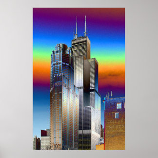 Poster Desenho digital da torre Willis/Sears de Chicago