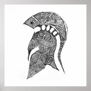 Pôster Desenho do Capacete Spartan
