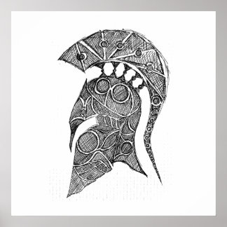 Pôster Desenho do Capacete Spartan