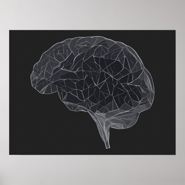 Poster Desenho do Cérebro Poligonal - Rede Neural (Frente)