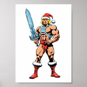 Poster Desenho do He Man com Chapéu de Papai Noel – Heman