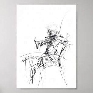 Poster Desenho do Jogador de Trompete abstrato - Premium