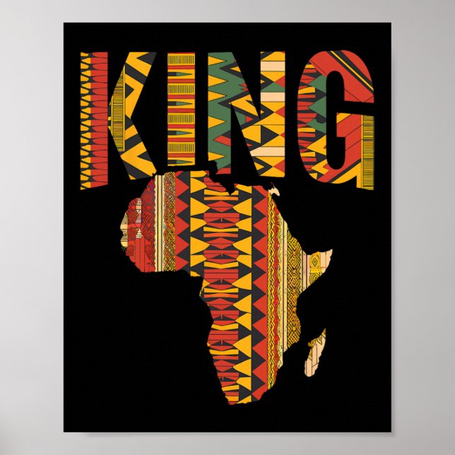 Poster Desenho do Mapa do Rei Africano Kente Orgulho Negr (Frente)