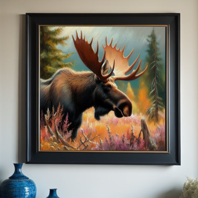 Poster Desenho do Pastel de Moose na Natureza (Criador carregado)