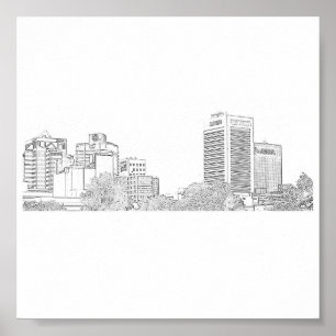 Poster Desenho dos Edifícios de Arquitetura da Cidade do