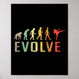 Poster Desenho Engraçado Antigo Evolução Muay-thai Kickbo