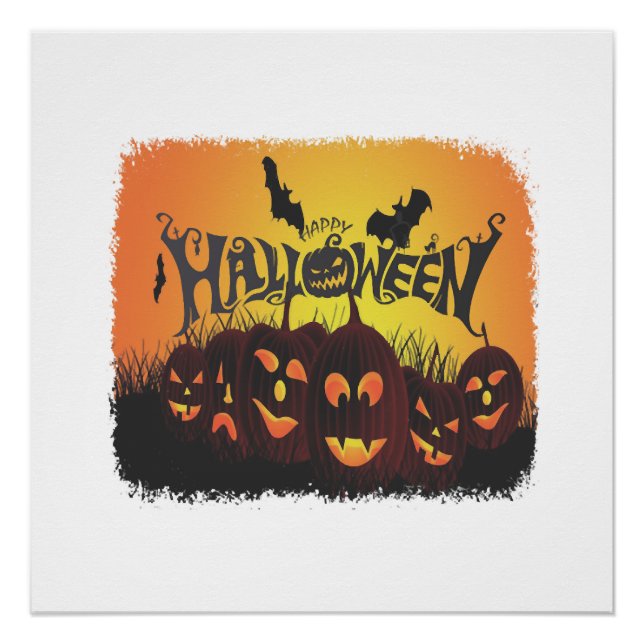 Pôster Desenho engraçado de Feliz Halloween (Frente)