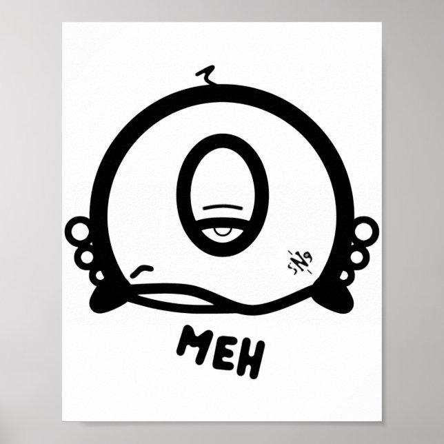 Poster Desenho engraçado de um olho “Meh” (Frente)
