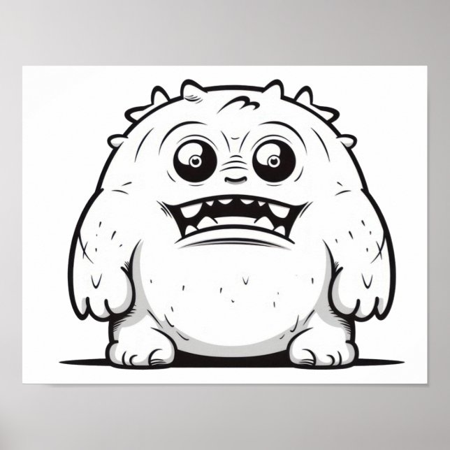 Poster Desenho esboço monstro pequeno (Frente)