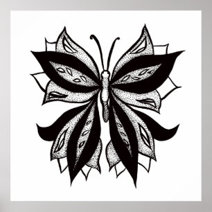 Poster Desenho estranho da tinta do abstrato do tatuagem