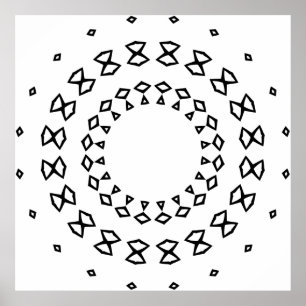 Poster Desenho Fácil de Mandala Geométrica para Colorir