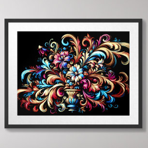 Poster Desenho Floral Abstrato Pastel Flourish