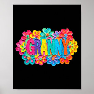 Poster Desenho floral colorido estilo argila da vovó Groo