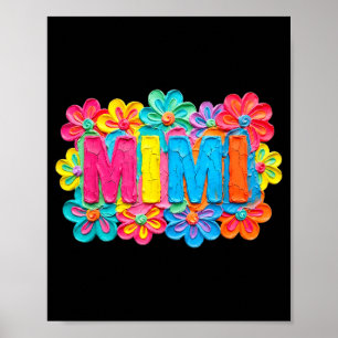 Poster Desenho floral colorido estilo argila Groovy mimi