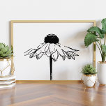 Poster Desenho Floral Mínimo Preto e Branco<br><div class="desc">Poster de desenho flexível mínimo preto e branco</div>
