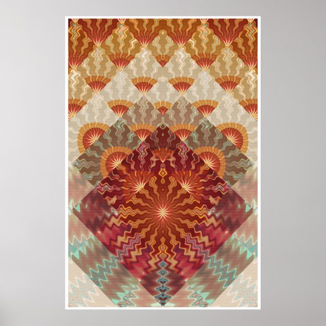 Poster Desenho Fractal de Raios de Sol (Frente)