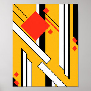 Poster Desenho Geométrico com Linhas Ousadas e Diamantes 