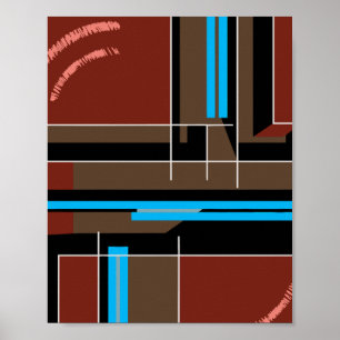 Poster Desenho Geométrico Marrom Avermellado com Linhas A