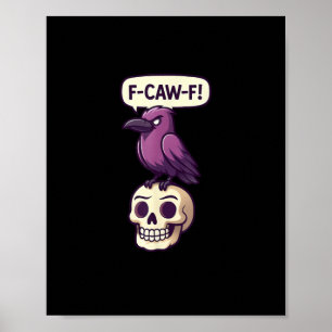 Poster Desenho Gráfico de Crânio de Corvo com Humor de Ha