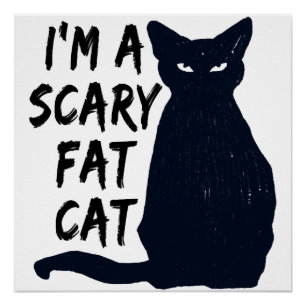 Pôster Desenho gráfico de gato preto assustador de Hallow