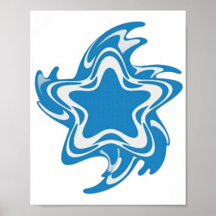 Poster Desenho Gráfico Estrela Azul Azul Bonito