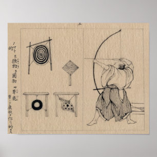 Pôster Desenho japonês surpreendente do arqueiro cerca d