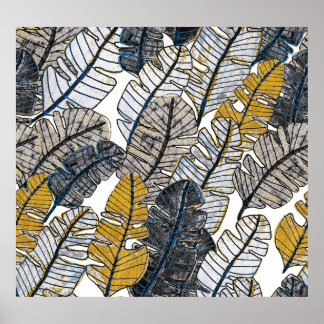 Poster Desenho manual: Folhas tropicais